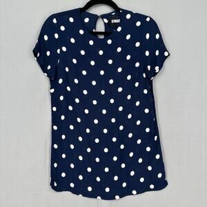 Reformation Top Womens Medium Navy Blue Polka Dot Capsule Viscose Retro USA